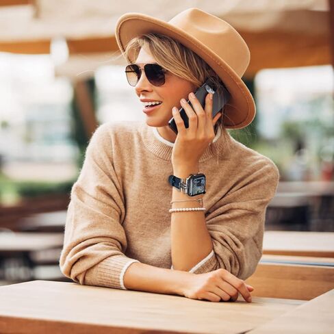 Leather Bands Compatible Apple Watch Women Slim 38mm 40mm 41mm 42mm 44mm 45mm 46mm 49mm, Jullstar Leather Strap with I-Shape Metal Stainless Steel Buckle Fashion Retro Vintage Wristband for Iphone Watch Ultra SE Series 10 9 8/7/6/5/4/3/2/1 in Kuwait