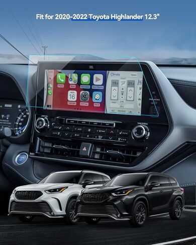 Car Screen Protector for 2020-2022 Toyota Highlander Lmited/Platinum/Hybrid Limited/Hybrid Platinum Accessories Navigation Touchscreen Protector Film Tempered Glass HD Clear Anti-Glare 12.3'' in Kuwait