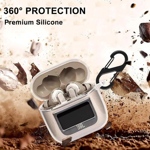 Case Compatible with JBL Tour Pro 2 Earbuds 2023, Soft Silicone Shockproof Protective Cover with Carabiner Accessories (Clear) in Saudi Arabia