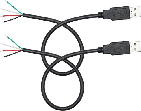 Short USB A Male to 4 Pin Bare Wire 11inch, 22AWG 5V/3A USB A Male Plug 4 Pin Pigtail Wire Open End Power and Data Cable, for USB Type A Equipment Installed or Replacement Repair DIY Cable in Kuwait