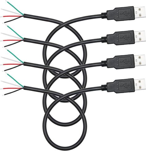 Short USB A Male to 4 Pin Bare Wire 11inch, 22AWG 5V/3A USB A Male Plug 4 Pin Pigtail Wire Open End Power and Data Cable, for USB Type A Equipment Installed or Replacement Repair DIY Cable in Kuwait