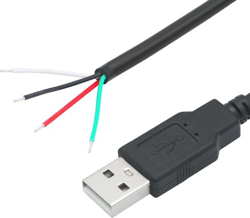 Short USB A Male to 4 Pin Bare Wire 11inch, 22AWG 5V/3A USB A Male Plug 4 Pin Pigtail Wire Open End Power and Data Cable, for USB Type A Equipment Installed or Replacement Repair DIY Cable in Kuwait
