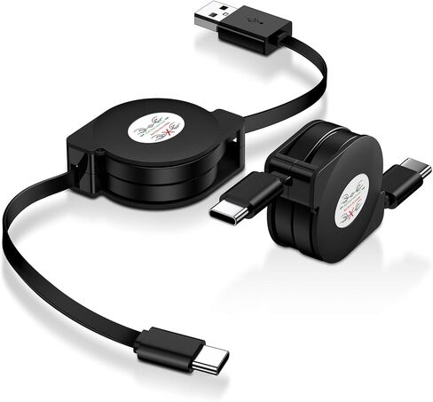 كابل USB C قابل للسحب لشاحن سيارة iphone 15 Plus Pro Max، Samsung Galaxy S24 S23 S22 Ultra A15 A55 A32 5G هاتف android من النوع c، Google Pixel 8a 8 7 Pro سلك شحن سريع قابل للتعديل [عبوتان 3.3FT] in Kuwait