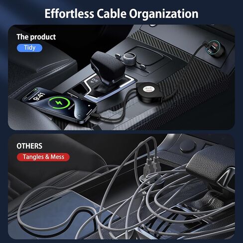 كابل USB C قابل للسحب لشاحن سيارة iphone 15 Plus Pro Max، Samsung Galaxy S24 S23 S22 Ultra A15 A55 A32 5G هاتف android من النوع c، Google Pixel 8a 8 7 Pro سلك شحن سريع قابل للتعديل [عبوتان 3.3FT] in Kuwait
