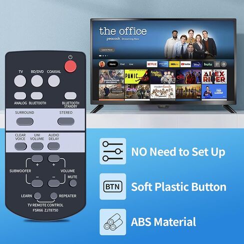 FSR66 ZJ78750 استبدال Yamaha Sound Bar Remote Commander مناسب لـ YAS-103BL YAS-152 YAS-103 ATS-1030 ATS-1520 YAS103BL YAS152 YAS103 ATS1030 ATS1520 in Saudi Arabia