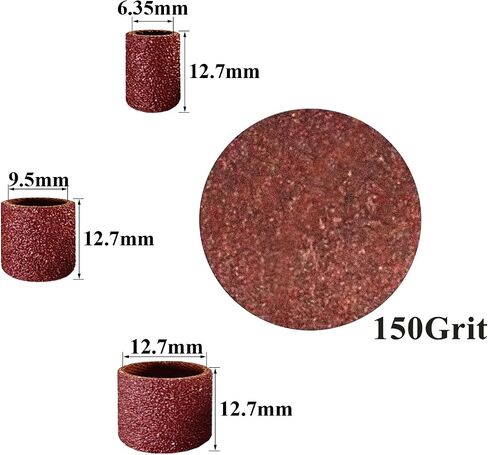 Asieg Tool Sanding Drum Kit 142Pcs 400Grit, 1/2" & 3/8" & 1/4" Diameter Drum Sanding Band with 3.17mm Shank Mandrels for Drill Dremel Rotary Tools Nails Drill in Saudi Arabia