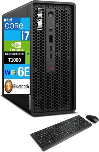 سطح المكتب Lenovo ThinkStation Workstation (Intel i7-12700، 64GB DDR5، 1TB PCIe SSD، Intel UHD، تبريد الهواء، 300W PSU، WiFi 6E، Bluetooth 5.0، 2 RJ-45، Win 11 Pro) مع قاعدة توصيل USB-C in Saudi Arabia