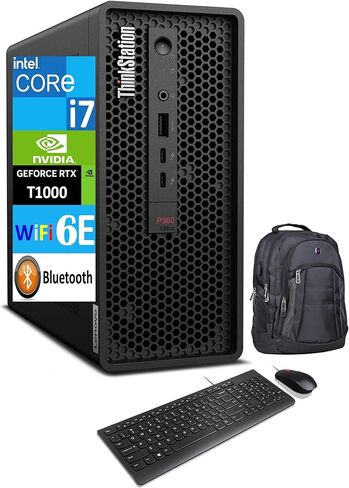 سطح المكتب Lenovo ThinkStation Workstation (Intel i7-12700، 32GB DDR5، 4TB PCIe SSD، Intel UHD، تبريد الهواء، 300W PSU، WiFi 6E، Bluetooth 5.0، 2 RJ-45، Win 11 Pro) مع حقيبة ظهر مميزة in Saudi Arabia