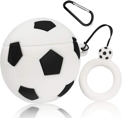 Mulafnxal متوافق مع Airpods 1&2 Case، سيليكون ثلاثي الأبعاد لطيف وممتع لشخصية كرتونية لتغطية Airpod، جلد بتصميم رياضي رائع وأنيق، حافظات للرجال والمراهقين والبنات والأولاد Air pods (كرة القدم) in Kuwait