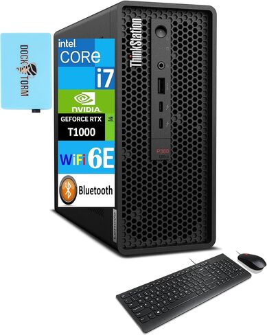 سطح المكتب Lenovo ThinkStation Workstation (Intel i7-12700، 32GB DDR5، 2x1TB SSD R1 (1TB)، Intel UHD، تبريد الهواء، 300W PSU، WiFi 6E، Bluetooth 5.0، 2 RJ-45، Win 11 Pro) مع موسع منفذ USB DKZ in Saudi Arabia