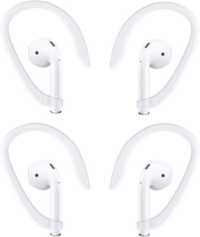 4 Pieces AirPods Ear Hooks Compatible with AirPods 1,2 and Pro, TEEMADE Sports Headset for AirPods 1,2 and Pro (White) in Saudi Arabia