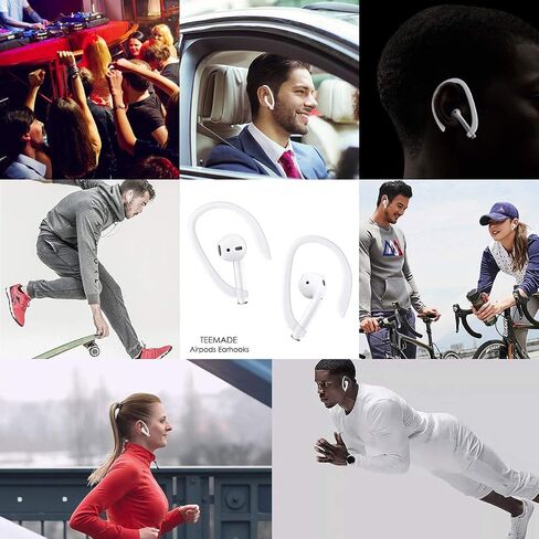 4 Pieces AirPods Ear Hooks Compatible with AirPods 1,2 and Pro, TEEMADE Sports Headset for AirPods 1,2 and Pro (White) in Saudi Arabia