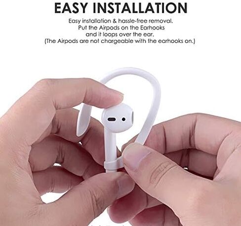 4 Pieces AirPods Ear Hooks Compatible with AirPods 1,2 and Pro, TEEMADE Sports Headset for AirPods 1,2 and Pro (White) in Saudi Arabia