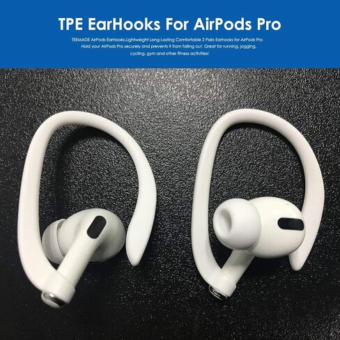4 Pieces AirPods Ear Hooks Compatible with AirPods 1,2 and Pro, TEEMADE Sports Headset for AirPods 1,2 and Pro (White) in Saudi Arabia