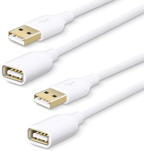 Fasgear USB تمديد كابل 2 حزمة 10Ft + 10Ft USB موسع الحبل USB 2.0 مشرق الأبيض نقل البيانات USB ذكر إلى أنثى تمديد الحبل مع منافذ USB لمحرك فلاش / القرص الصلب / الماوس / الطابعة / كاميرا ويب in Kuwait