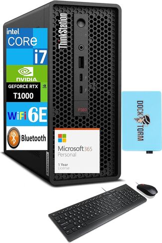 سطح المكتب Lenovo ThinkStation Workstation (Intel i7-12700، 64GB DDR5، 2x2TB SSD R0 (4TB)، Intel UHD، تبريد الهواء، 300W PSU، WiFi 6E، Win 11 Pro) مع MS 365 Personal، DKZ USB Port Expander in Saudi Arabia