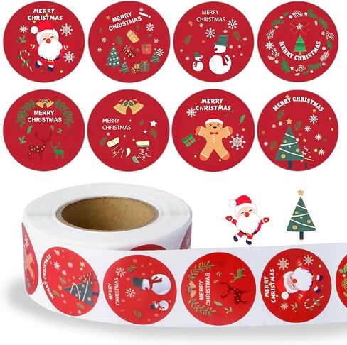 500Pcs Merry Christmas Stickers, 1 inch Self Adhesive Christmas Decoration Labels for Kids Christmas Day Winter Gift Tags Party Candy Bag Seals in Saudi Arabia