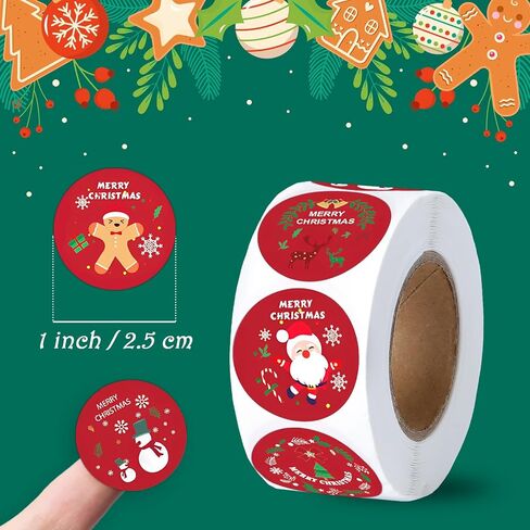 500Pcs Merry Christmas Stickers, 1 inch Self Adhesive Christmas Decoration Labels for Kids Christmas Day Winter Gift Tags Party Candy Bag Seals in Saudi Arabia