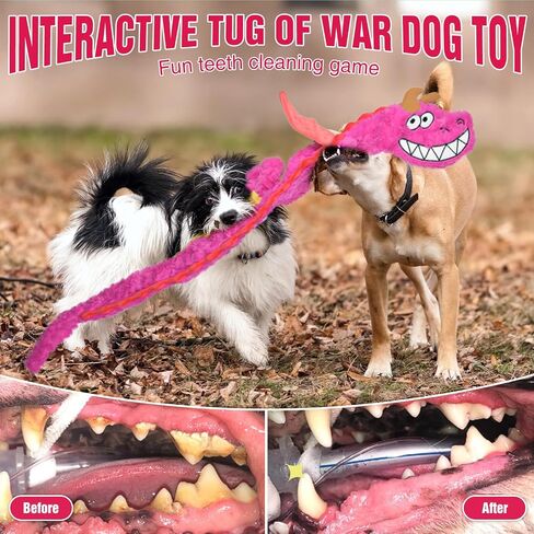 Large Squeaky Dog Toys, Interactive Dog Toys for Aggressive Chewers, Dragon Plush Crinkle Dog Toy to Keep Them Busy, Tough Indestructible Dog Toys for Large Medium and Small Dogs,XL (Pink) in Saudi Arabia
