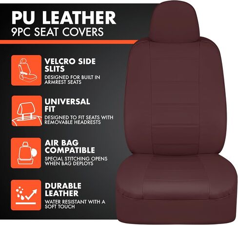 BDK carXS Gray Leather Car Seat Covers Front Seats Only, 4-Piece Faux Leather Seat Covers for Cars, Includes Front Seat Covers, Automotive Seat Covers for Trucks SUV in Saudi Arabia