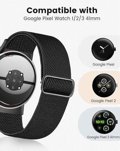 أربطة قابلة للتمدد متوافقة مع ساعة جوجل بيكسل 3 45 ملم 41 ملم/ ساعة بيكسل 2/ ساعة بيكسل، 1/3 حزمة من حزام النايلون المرن القابل للتعديل لساعة جوجل بيكسل للنساء والرجال in Kuwait