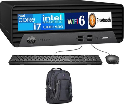 سطح المكتب HP ProDesk 400 G7 Mini (Intel i7-10700، Intel UHD 630، 64GB DDR4، 4TB PCIe SSD، WiFi 6، Bluetooth 5.2، 210W PSU، RJ-45، 1 Display Port، 2 HDMI، Win 11 Pro) مع Premium حقيبة الظهر in Saudi Arabia