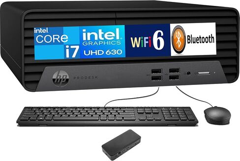 HP ProDesk 400 G7 Mini Desktop (Intel i7-10700, Intel UHD 630, 64GB DDR4, 512GB PCIe SSD, WiFi 6, Bluetooth 5.2, 210W PSU, RJ-45, 1 Display Port, 2 HDMI, Win 11 Pro) w/USB-C Dock in Saudi Arabia
