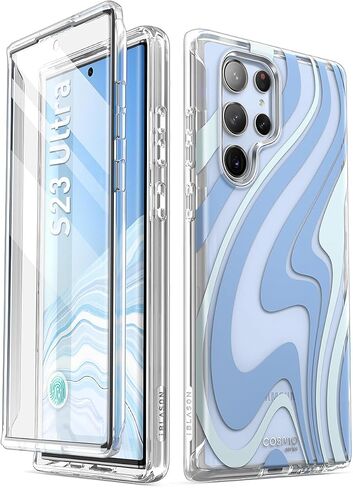 i-Blason for Samsung Galaxy S23 Ultra Case with Built-in Screen Protector, [Magnetic Charging] [Support Fingerprint ID], Full-Body Slim Women Girl Phone Case for Samsung Galaxy S23 Ultra 6.8", Marble in Kuwait