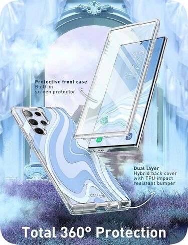 i-Blason for Samsung Galaxy S23 Ultra Case with Built-in Screen Protector, [Magnetic Charging] [Support Fingerprint ID], Full-Body Slim Women Girl Phone Case for Samsung Galaxy S23 Ultra 6.8", Marble in Kuwait