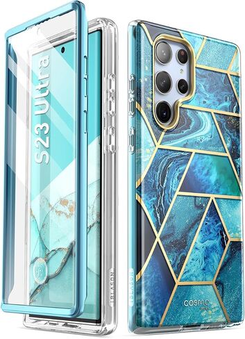 i-Blason for Samsung Galaxy S23 Ultra Case with Built-in Screen Protector, [Magnetic Charging] [Support Fingerprint ID], Full-Body Slim Women Girl Phone Case for Samsung Galaxy S23 Ultra 6.8", Marble in Kuwait