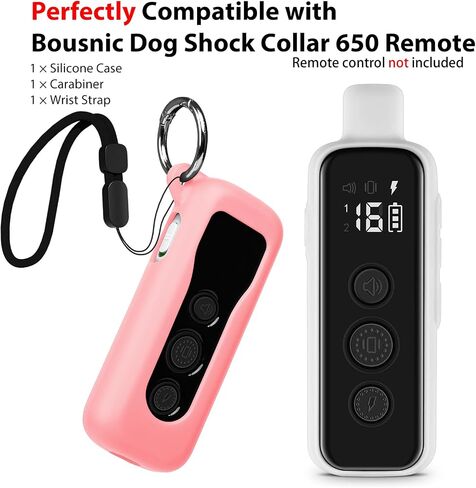 Silicone Protective Case for Bousnic Dog Shock Collar 650 Remote with Carabiner and Strap (Black) in Saudi Arabia