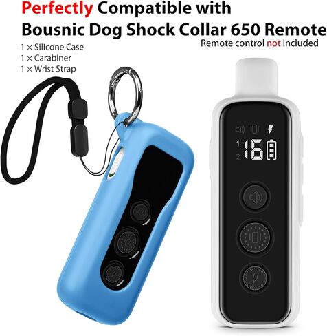 Silicone Protective Case for Bousnic Dog Shock Collar 650 Remote with Carabiner and Strap (Black) in Saudi Arabia