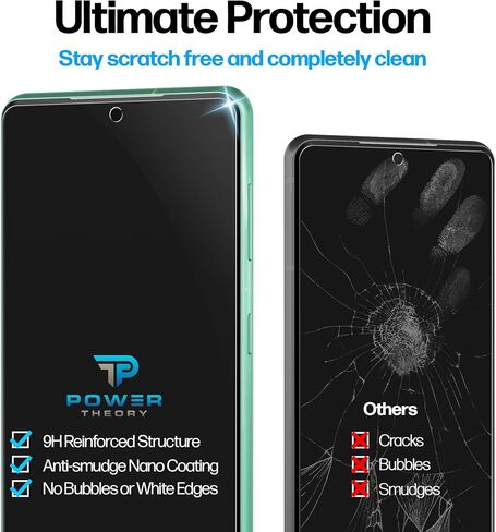 Power Theory Designed for Samsung Galaxy A52 and A52s 5G Screen Protector Tempered Glass [9H Hardness], Easy Install Kit, 99% HD Bubble Free Clear, Case Friendly, Anti-Scratch, 2 Pack in Saudi Arabia
