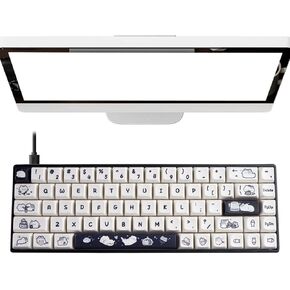 Cute Cat Ergonomic 65% Keyboard RGB LED Light Compact 65 Keys Wired Office Keyboard for Windows Laptop PC Mac