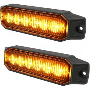 Ultra Thin LED Strobe Lights, Amber Surface Mount Warning Emergency Light Synchronous and Asynchronous Flashing Lights for Vehicles Off Road SUV Trucks Trailer ATV Boat-2PACK