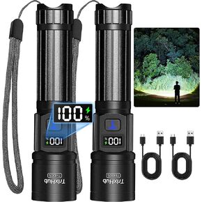 Rechargeable Flashlights High Lumens, 950,000LM Super Bright Flash Light, 5 Modes Zoomable Linternas with LCD Digital Display, Powerful Handheld LED Flashlights for Emergencies Camping