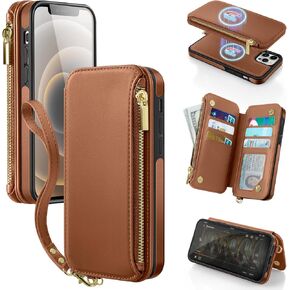 Antsturdy 2 في 1 حافظة محفظة قابلة للفصل لهاتف iPhone 15 Pro Max مع Magsafe، حافظة RFID للشحن اللاسلكي المغناطيسي من جلد البولي يوريثان، حافظة هاتف بغطاء قلاب وحزام معصم للنساء والرجال، أرجواني فاتح