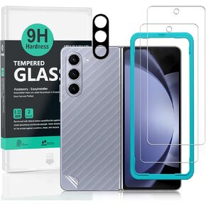Ibywind 2 Pack Screen Protector For Samsung Galaxy Z Fold6 5G 6.2",9H Hardness Tempered Glass,With 1Pc Camera Lens Protector,1Pc Back Carbon Fiber Film
