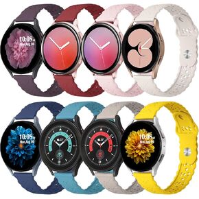 8 Pack Bands Compatible with Samsung Galaxy Watch 5 Band 40mm 44mm/5 Pro 45mm, Galaxy Watch 4 Band 40mm 44mm/Watch 4 Classic/Galaxy Watch 3 41mm, 20mm Slim Sport Lace Silicone Wristband for Women