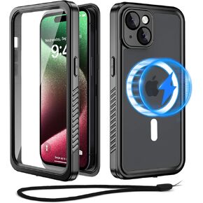 Beeasy for iPhone 15 Waterproof Case Compatible with Magsafe IP68 Underwater Military Grade, Phone Case with Shockproof, Dustproof, Rugged 360 Full Body Protection Cover with Built-in Screen Protector