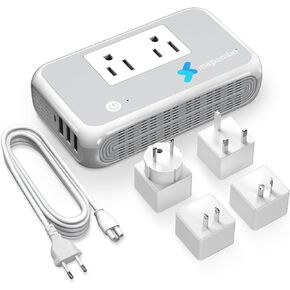 220V to 110V Converter, Voltage Converter US to Europe for Curling Irons and Hair Straighteners, Power Converter Adapter Combo European Travel Plug Adapter (Type A/C/G/I)