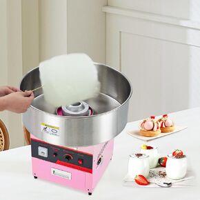 Electric Cotton Candy Machine With Bubble Cover - 1000W Commercial Floss Maker, Stainless Steel Bowl, Sugar Scoop, Drawer, Pink, Ideal for Home & Parties,Pink(with cover)