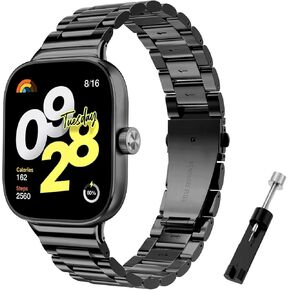 TiMOVO Band Compatible with RedMi Watch 4 - Stainless Steel Metal XiaoMi Watch 4 for Men, Adjustable Replacement Wristband Strap Bracelet with Foldable Buckle fit Xiaomi Mi Band 8 Pro