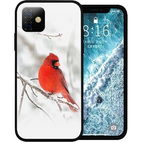 Compatible with iPhone 13 Case 6.1 inch, Christmas Red Bird Cardinalis Phone Case Ultra Slim Thin Silicone Cover Anti-Scratch Shockproof Protective Rubber Case