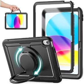 Case for iPad Air 11 Inch M2 2024,Lightweight Shockproof Drop-Proof Cover with Screen Protector,360° Rotating Handle Stand,Adjustable Shoulder Strap&Pencil Holder(Dark Blue)