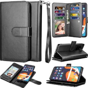 Takfox for Samsung Galaxy S20 Wallet Case, Galaxy S20 Case Wallet, PU Leather Credit Card Holder Phone Case [9 Card Slots] Folio Flip Detachable Magnetic Cover Kickstand & Carrying Strap-Turquoise
