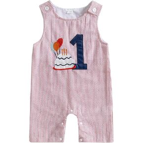 Baby Boy First Birthday Outfit Sleeveless 1st Birthday Romper Jumpsuit One Piece Bodysuit Infant Onesie Clothes in Kuwait