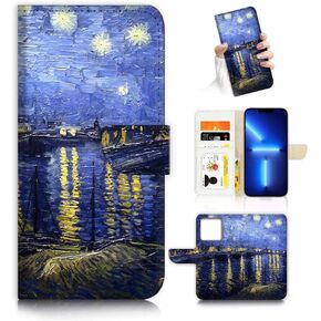 for iPhone 13 Pro, Art Designed Flip Wallet Style Cover Case Vincent Van Gogh Painting Full Body Protection AD004 (#24893 The Kiss i13pro)