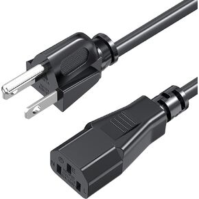Computer Power Cord 3ft, 16 AWG Heavy Duty Monitor Power Cord 3ft, Standard 3 Prong TV Power Cord (120V, 13A/1625W Rating) Safety Weather & Kink Resistant, Flame Retardant for Home Office