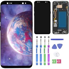 New Replacement for Samsung Galaxy S8 G950 G950A G950F G950P G950R4 G950T 5.8" LCD LED Screen Digitizer Full Complete Frame Assembly with Repair Tools in(Black Border)